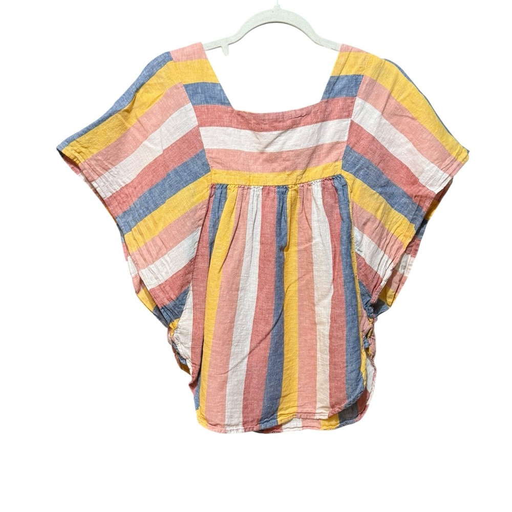 Beachlunchlounge Striped Multicolor Blouse Linen Blend Desert Vibes Sz S - Picture 2 of 8